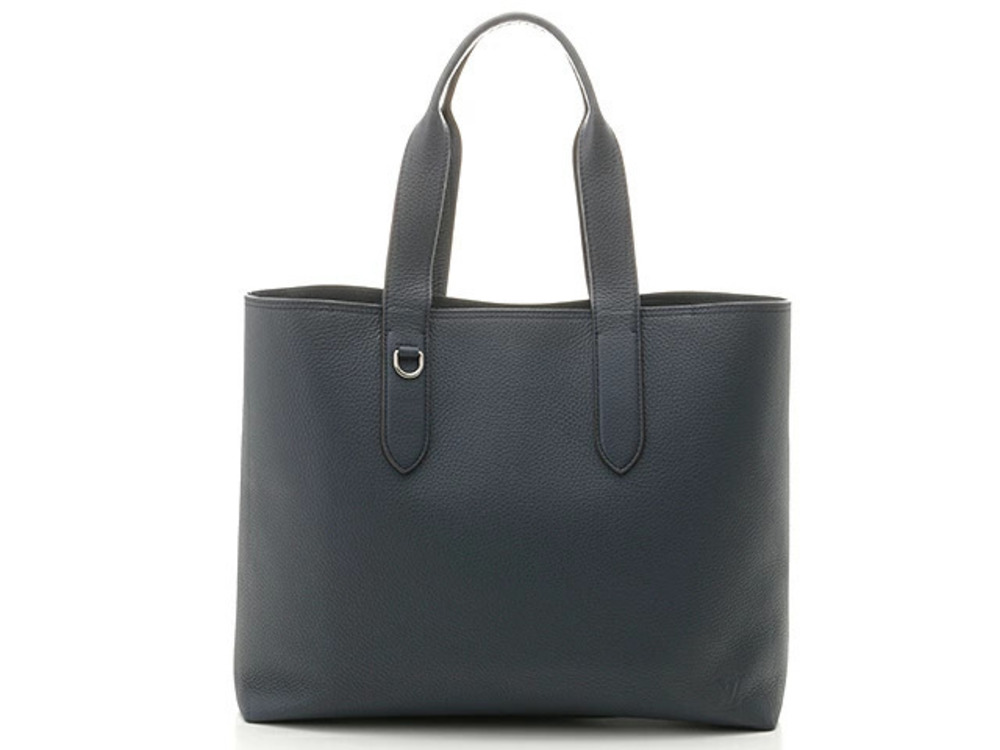 LOUIS VUITTON Cabas Voyage NV Tote Bag Taurillon Leather Navy Blue
